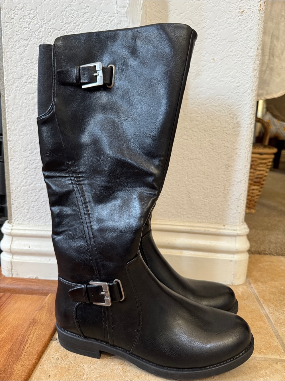 BareTraps Black Over-the-Knee Buckle Boots